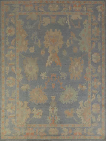 Handmade Blue Oushak Vegetable Dye Area Rug 8x10