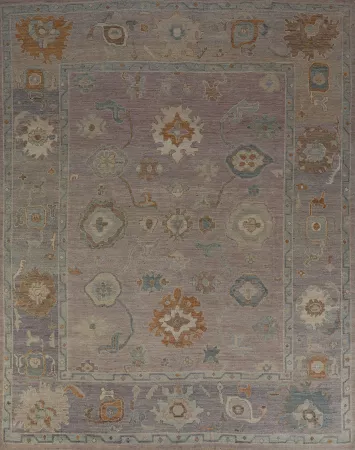 Handmade Wool Purple Oushak Vegetable Dye Area Rug 8x10
