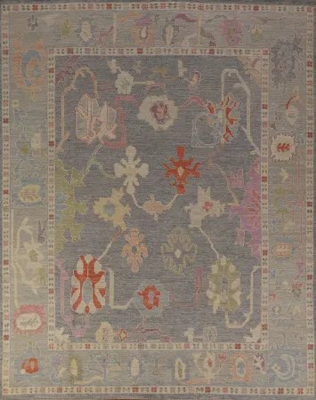 Vegetable Dye Gray Oushak Turkish Area Rug 8x10