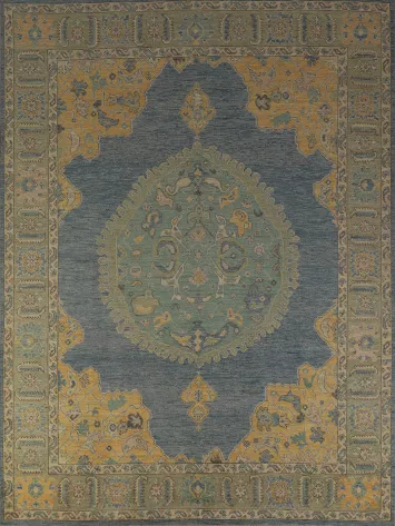 Vegetable Dye Blue Oushak Oriental Area Rug 8x10