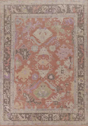 Handmade Floral Oushak Vegetable Dye Area Rug 9x12