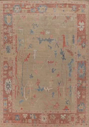 Handmade Wool Oushak Vegetable Dye Area Rug 9x12