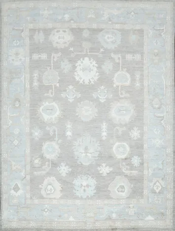 Vegetable Dye Pastel Color Oushak Turkish Area Rug 9x12