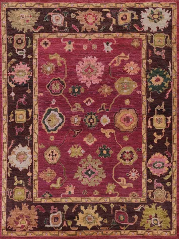 Vegetable Dye Floral Oushak Turkish Area Rug 8x10