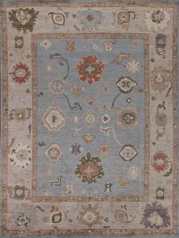 Light Blue Handmade Oushak Vegetable Dye Area Rug 8x10