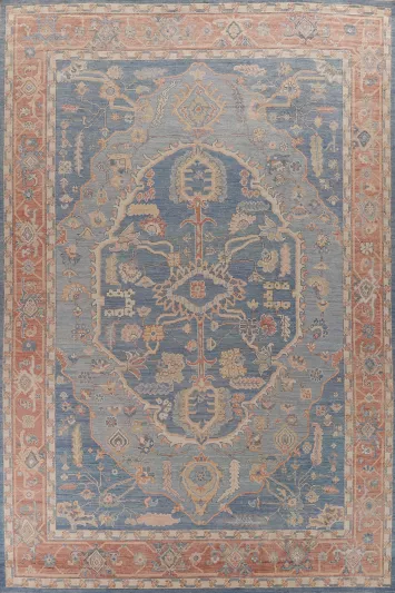 Vegetable Dye Wool Oushak Turkish Large Rug 10x14