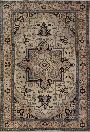 Geometric Wool Heriz Serapi Persian Area Rug 6x10