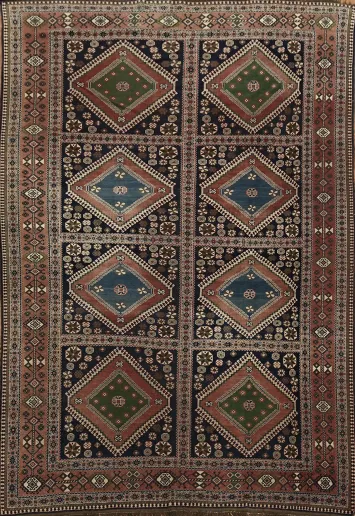 Antique Vegetable Dye Yalameh Tribal Persian Area Rug 8x11