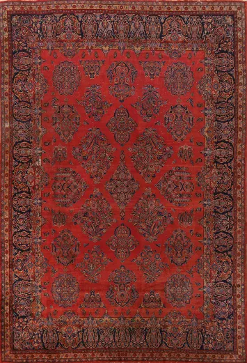 Pre-1900 Vegetable Dye Kashan Persian Large Rug 10x14