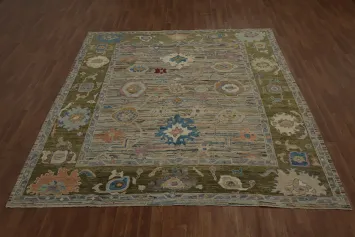 Artisan Crafted Oushak Area Rug 8x10 with Intricate Floral Motifs