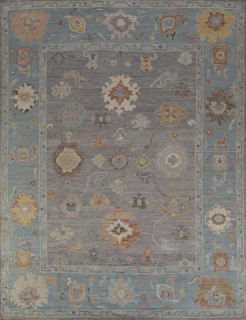 Vegetable Dye Floral Oushak Turkish Area Rug 8x10