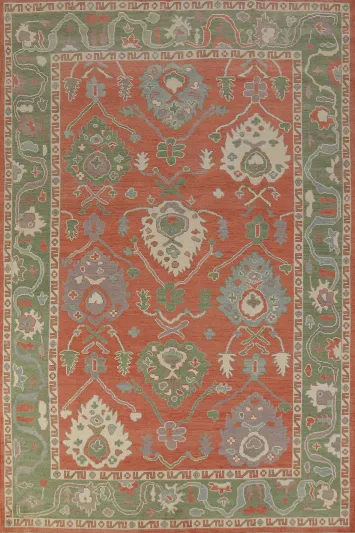 Vegetable Dye Floral Oushak Turkish Area Rug 6x9