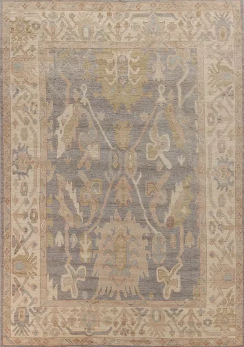Vegetable Dye Gray Oushak Turkish Area Rug 9x12