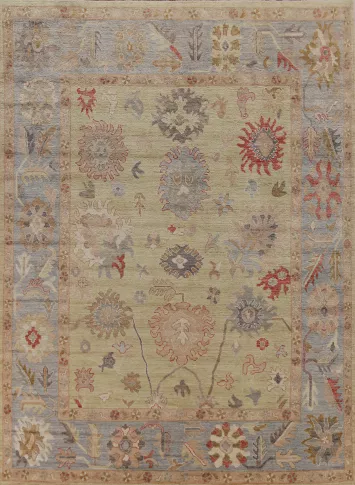 Vegetable Dye Floral Oushak Turkish Area Rug 8x10