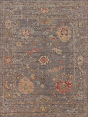 All-Over Gray Oushak Vegetable Dye Area Rug 8x10