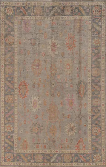 Vegetable Dye Wool Oushak Turkish Area Rug 6x9
