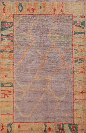 Pastel Lilac Oushak Vegetable Dye Wool Rug 3x5
