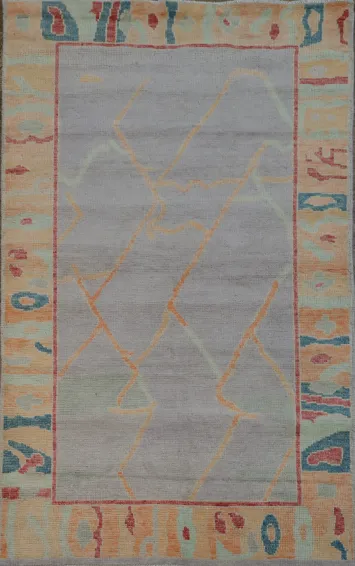 Pastel Lilac Oushak Vegetable Dye Wool Rug 3x5