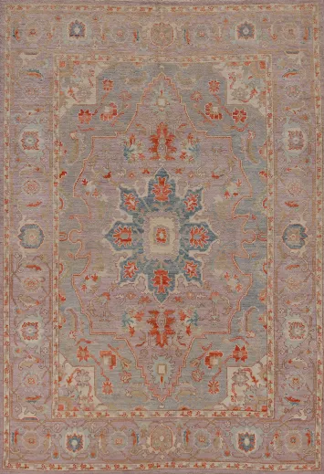 Vegetable Dye Light Purple Oushak Turkish Area Rug 6x9