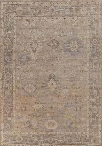Vegetable Dye Wool Oushak Turkish Area Rug 9x12