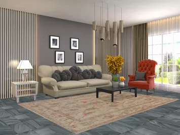 Vegetable Dye Floral Oushak Turkish Area Rug 6x9