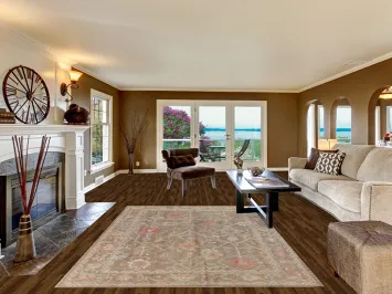 Vegetable Dye Floral Oushak Turkish Area Rug 6x9