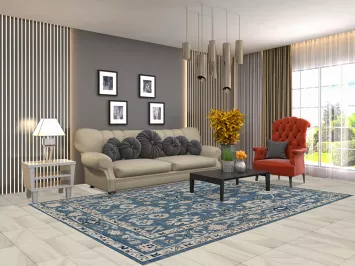 Handmade Blue Oushak Vegetable Dye Area Rug 6x9