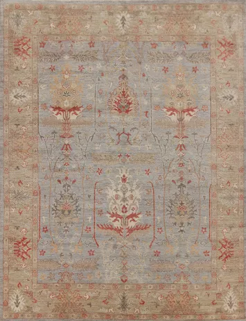 Vegetable Dye Gray Oushak Turkish Area Rug 8x10