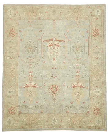 Vegetable Dye Light Blue Oushak Turkish Area Rug 8x10