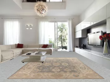 Vegetable Dye Gray Oushak Turkish Large Rug 10x14