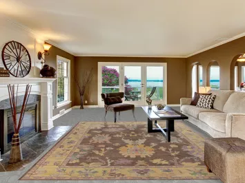 Vegetable Dye Brown Oushak Turkish Area Rug 9x12