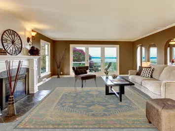 Handmade Blue Oushak Vegetable Dye Area Rug 9x12