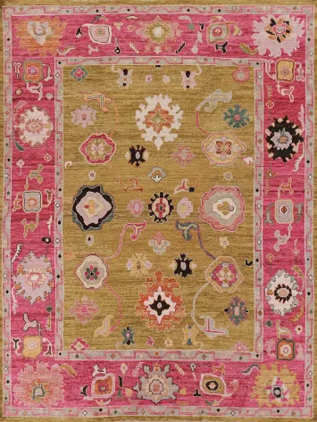 Vegetable Dye Gold Oushak Turkish Area Rug 8x10