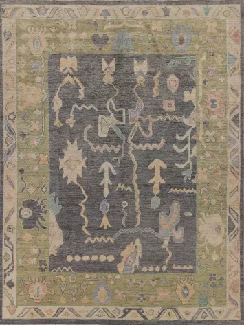 Vegetable Dye Gray Oushak Turkish Area Rug 8x10