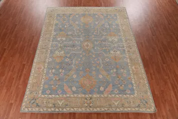 Handmade Blue Oushak Vegetable Dye Area Rug 9x12