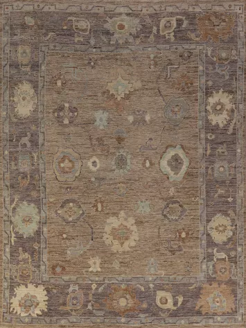 Vegetable Dye Brown Oushak Turkish Area Rug 8x10