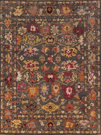 Vegetable Dye Gray Oushak Turkish Area Rug 8x10