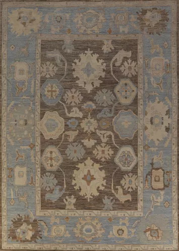 Vegetable Dye Brown Oushak Turkish Area Rug 9x12