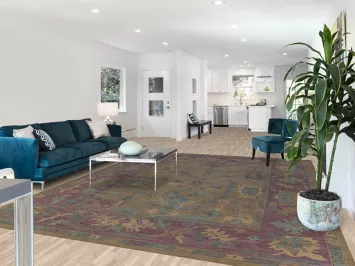 Green & Purple Wool Oushak Vegetable Dye Area Rug 9x12