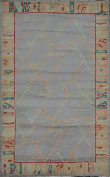 Handmade Wool Purple Oushak Vegetable Dye Rug 4x7