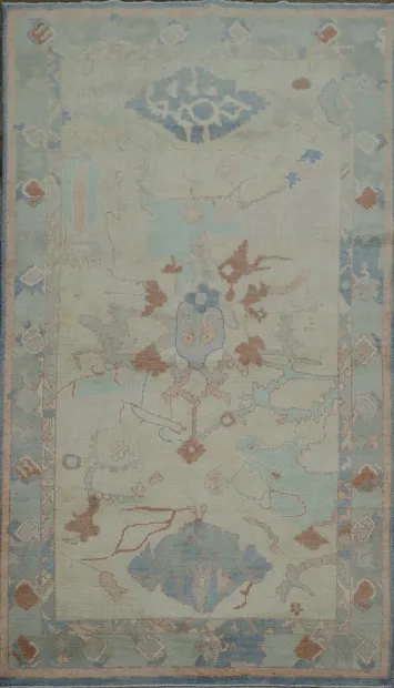 Vegetable Dye Golden Oushak Turkish Rug 4x7