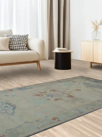 Vegetable Dye Golden Oushak Turkish Rug 4x7