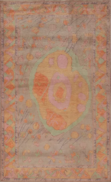 Vegetable Dye Golden Oushak Turkish Rug 4x7