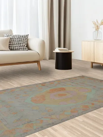 Vegetable Dye Golden Oushak Turkish Rug 4x7