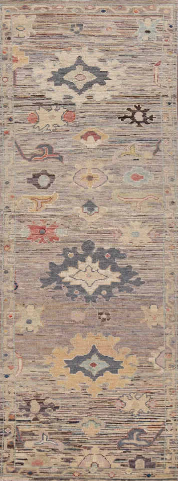 Vegetable Dye Oushak Turkish Runner Rug 3x10