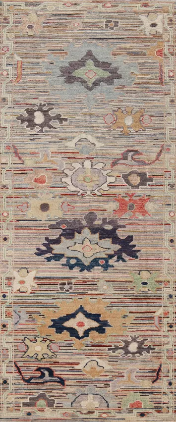 Vegetable Dye Oushak Turkish Runner Rug 3x9