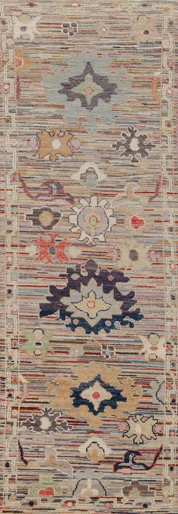 Vegetable Dye Wool Oushak Turkish Runner Rug 2x9