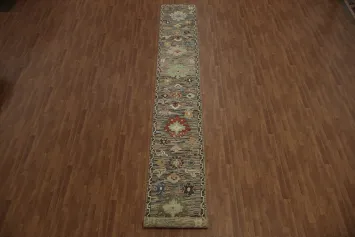 Vegetable Dye Oushak Turkish Runner Rug 3x20