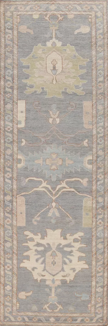 Vegetable Dye Oushak Turkish Runner Rug 3x12
