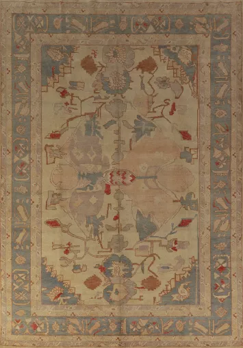 Vegetable Dye Golden Oushak Turkish Area Rug 8x11